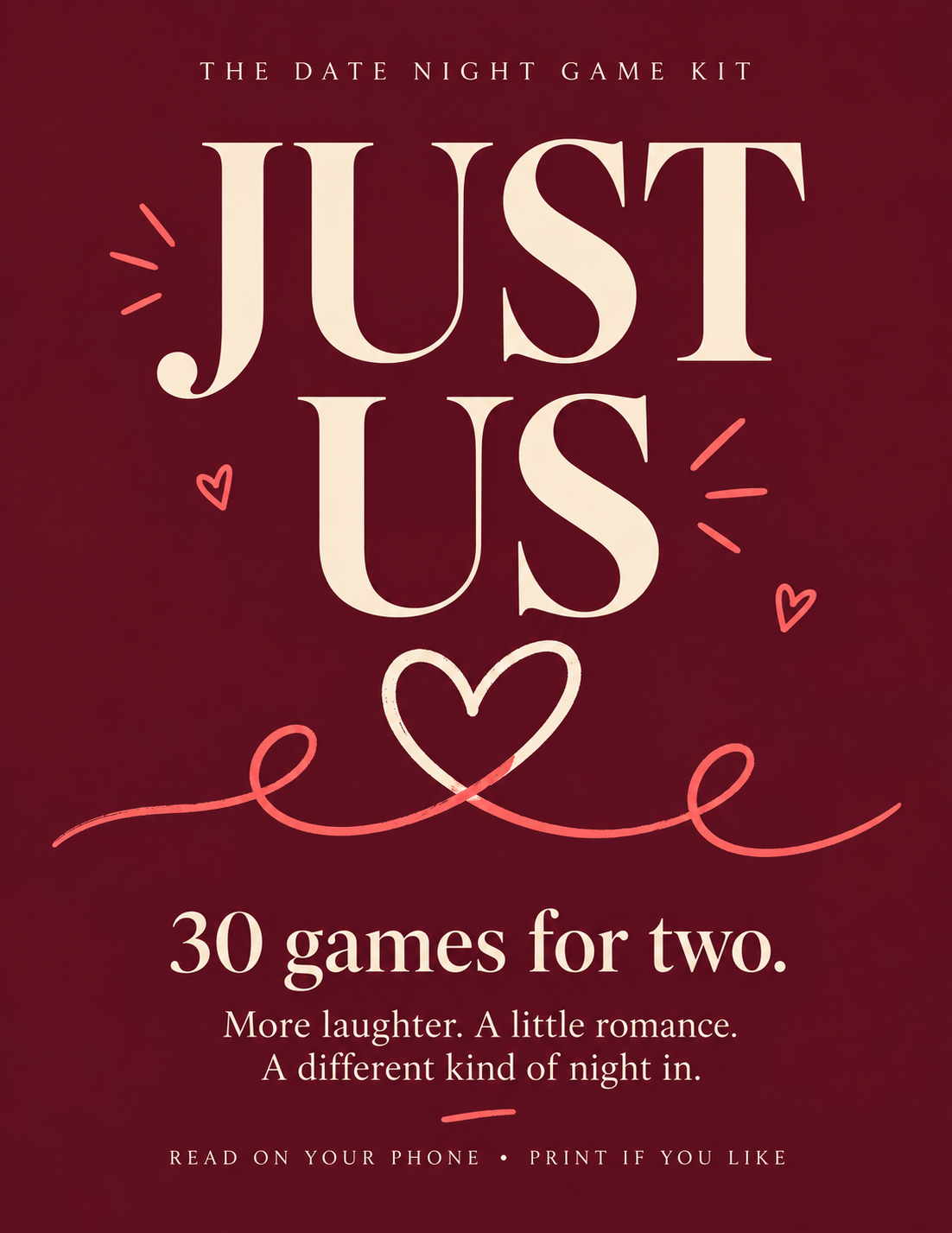 Just Us PDF cover: 30 games for two